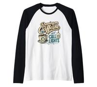 Nurse - Running on Caffeine and Call Lights Raglan Baseball Tee