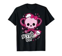 Nurse Scrub On Funny Skull Stethoscope Kawaii Nursing Humor T-Shirt