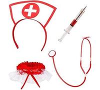 Nurse Set/Kit Accessories Stethoscope, Garter and Syringe Pen Dress Doctor's Assistant, Doctor, Profession, Costume, Theme Party, Carnival, halloween (Nurse Set)