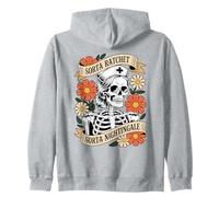 Nurse Sorta Ratchet Sorta Nightingale Skeleton Halloween Zip Hoodie
