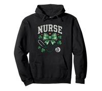 Nurse St Patricks Day Shamrock Lucky Irish Green Bow Pullover Hoodie