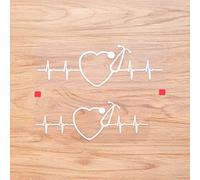 Nurse Stethoscope Heartbeat Lifeline Heart Shape Sticker Decal Vinyl - 2 Pack White, 17.8cm, 20.3cm - No Background Die Cut for Car Boat Laptop