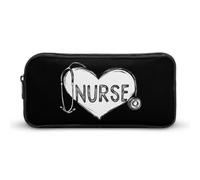 Nurse Stethoscope Love Heart Simple Pencil Case Big Capacity Pouch Box Travel Makeup Bag