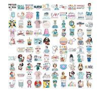 Nurse Stickers, 100 Pieces Nursing Stickers for Laptop, Waterproof Decals, Daily Work, Suitcase, Guitar, Lunch Box, School, Office, Travel