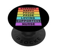 nurse straight happy proud pride loving supportive nurses PopSockets Adhesive PopGrip