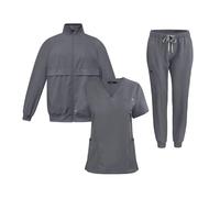 Nurse Uniform 3-piece Set Doctor Nurse Uniform Bottoms Simple More Pockets Dental Scrubs Pants SPA Nursing Scrub Suits(Grey,XXL)