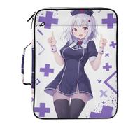 Nurse Uniform Cute Purple Anime File Folder Organizer 7 Pockets A4 Letter Size with Zipper Closure for Office Folders for Documents
