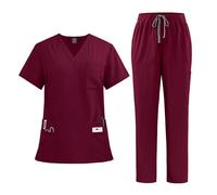 Nurse Uniform Doctors And Nurses Work Uniforms Surgical Gowns Operating Theatre Straight Pants Solid Colour Sets(Color5,M)
