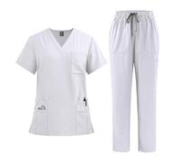 Nurse Uniform Doctors And Nurses Work Uniforms Surgical Gowns Operating Theatre Straight Pants Solid Colour Sets(Color1,S)