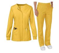 Nurse Uniform Elastic Hand Wash Clothes Beauty Salon Skin Manager SPA Doctor's Work Suit Long Sleeved V-neck Nurse's Uniform Set(Color7,S)