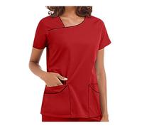 Nurse Uniform Operating Theatre Short Sleeve Hand Wash Gowns Women Skin Management Nurses Operator(Red,XL)