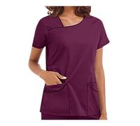 Nurse Uniform Operating Theatre Short Sleeve Hand Wash Gowns Women Skin Management Nurses Operator(Wine red,XL)