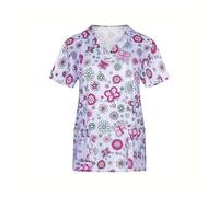 Nurse Uniform Operating Theatre Short-sleeved Hand-washing Clothes Women's Tops Overalls Nurse Surgeon Gowns(Color19,S)