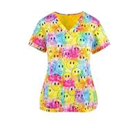 Nurse Uniform Operating Theatre Short-sleeved Hand-washing Clothes Women's Tops Overalls Nurse Surgeon Gowns(Color15,XL)