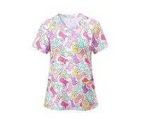 Nurse Uniform Operating Theatre Short-sleeved Hand-washing Clothes Women's Tops Overalls Nurse Surgeon Gowns(Color24,L)