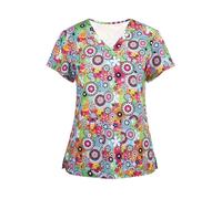 Nurse Uniform Operating Theatre Short-sleeved Hand-washing Clothes Women's Tops Overalls Nurse Surgeon Gowns(Color29,L)