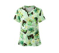 Nurse Uniform Operating Theatre Short-sleeved Hand-washing Clothes Women's Tops Overalls Nurse Surgeon Gowns(Color48,5XL)