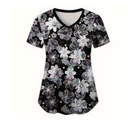 Nurse Uniform Operating Theatre Short-sleeved Hand-washing Clothes Women's Tops Overalls Nurse Surgeon Gowns(Color10,2XL)