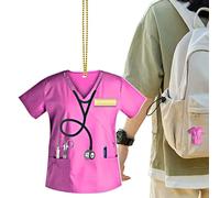 Nurse Uniform Pendant, Acrylic Rear View Mirror Hanger, Rear View Mirror Pendant in the Shape of a Nurse Uniform, Acrylic Pendant Key Ring for Backpack, Key Ring