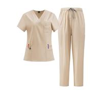 Nurse Uniform Short-sleeved Split V-neck Overalls Suit Oral Doctors And Nurses Quick-drying Hand-washing Clothes Worker(Color9,S)