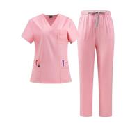 Nurse Uniform Short-sleeved Split V-neck Overalls Suit Oral Doctors And Nurses Quick-drying Hand-washing Clothes Worker(Color5,XXL)