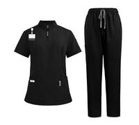 Nurse Uniform Standing Collar Zip Doctors And Nurses Work Uniforms Operating Theatre Scrubs Straight Trousers(Color1,XXL)