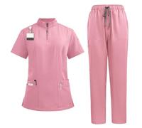 Nurse Uniform Standing Collar Zip Doctors And Nurses Work Uniforms Operating Theatre Scrubs Straight Trousers(Color4,S)