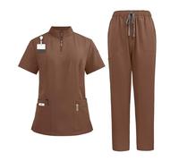 Nurse Uniform Standing Collar Zip Doctors And Nurses Work Uniforms Operating Theatre Scrubs Straight Trousers(Color9,L)