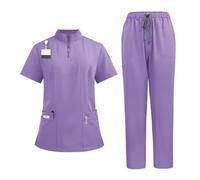 Nurse Uniform Standing Collar Zip Doctors And Nurses Work Uniforms Operating Theatre Scrubs Straight Trousers(Color5,S)