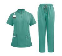 Nurse Uniform Standing Collar Zip Doctors And Nurses Work Uniforms Operating Theatre Scrubs Straight Trousers(Color6,XL)
