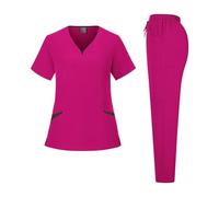Nurse Uniform Surgical Uniforms Women Hospital Scrubs Set For Spa Clinic Workwear(Red,XXL)