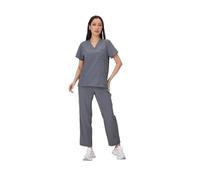 Nurse Uniform Uniforms Men Women Nursing Clothes Beauty Nurse Scrubs Sets Doctor Dentist Workwear Clinical Tops Pants(Grey,XXL)