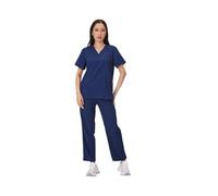 Nurse Uniform Uniforms Men Women Nursing Clothes Beauty Nurse Scrubs Sets Doctor Dentist Workwear Clinical Tops Pants(Dark blue,S)