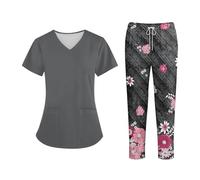 Nurse Uniform Unisex Uniforms Men Women Nursing Beauty Costume Nurse Scrubs Sets Doctor Dentist Workwear Clinical Tops Pants(Gray,M)