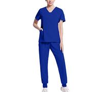 Nurse Uniforms Set Women UK V Neck Beauty Tunic Office Nurses Top Solid Color Uniform Tunics Set Scrub Sets for Women UK V-Neck Graphic Workwear Cat Grooming Mock Wrap Work Wear Sets