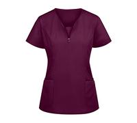 Nurse Uniforms Wrap Mock Short Sleeve Healthcare Tunic Costumes with Pockets Spa Nail Salons Black Tunic Beauty Uniform Plus Size White Tunics for Women UK Uniforms