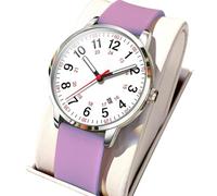 Nurse Watch, Waterproof Analog Timepiece with Silicone Strap, Easy-Read and Second Hand, Casual 24-Hour Sport Wristwatch for Medical Professionals, Women, and Men, Purple., Se référer au