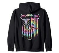 Nurse Week 2026 Appreciation American Flag Nursing Life Zip Hoodie