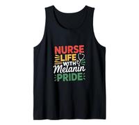 Nurse with Melanin Pride Black Nurse Afro Nursing Tank Top