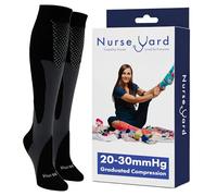 Nurse Yard Compression Socks for Nurses - Women & Men - 20-30mmHg Graduated Compression, For Medical Staff, Athletes - 1 Pair, Black, Small-Medium