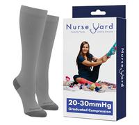 Nurse Yard Compression Socks for Nurses - Women & Men - 20-30mmHg Graduated Compression, For Medical Staff, Athletes - 1 Pair, Solid Grey, S-M