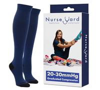 Nurse Yard Compression Socks for Nurses - Women & Men - 20-30mmHg Graduated Compression, For Medical Staff, Athletes - 1 Pair, Solid Blue, XXL