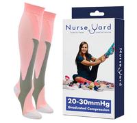 Nurse Yard Compression Socks for Nurses - Women & Men - 20-30mmHg Graduated Compression, For Medical Staff, Athletes - 1 Pair, Pink, L-XL