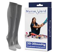 Nurse Yard Compression Socks for Nurses - Women & Men - 20-30mmHg Graduated Compression, For Medical Staff, Athletes - 1 Pair, Core2grey, L-XL