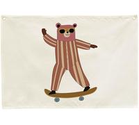 Nursery Banner Wall Decor-Boho Hanging Banner Pennant Poster Wall Flags-for Baby Boy Girl Room Home Playroom Dorm Classroom-Baby Present Shower Birthday Christmas-Skateboarding Bear-28.5x20 Inches