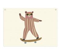 Nursery Banner Wall Decor-Boho Hanging Banner Pennant Poster Wall Flags-for Baby Boy Girl Room Home Playroom Dorm Classroom-Baby Present Shower Birthday Christmas-Skateboarding Bear-28.5x20 Inches