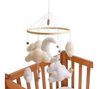 Nursery Crib Mobile, Cot Toy, Hanging Decor, Rotating Wooden Star Set, Calming Bell Sound Feature, Lightweight Easy Install for Boys Girls Preschoolers Room Wall Bassinet