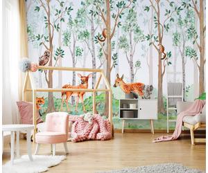 Nursery forest WALLPAPER animals cute non-woven wall mural 312x219cm