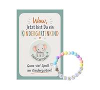 Nursery Gift Set with Children's Bracelet & Elephant Button - Idea for Leaving Gift Nursery Children's Birthdays & School Courage & Lucky Charm