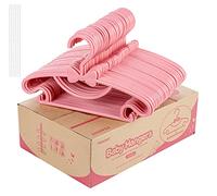 Nursery Hangers, 40 Pack Baby Hangers with Cute Bows - Plastic Nonslip Baby Coat Hangers Pink with 3pcs Clothes Hanging Chaines, Space Saving Kids Coat Hanger for Toddler's Wardrobe